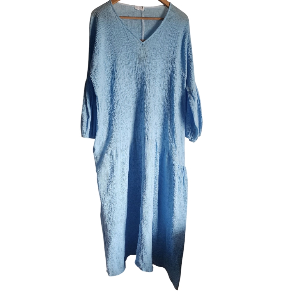 NWT‎ Suzy D London Elegant Blue Cotton Women's Dress Size M/L